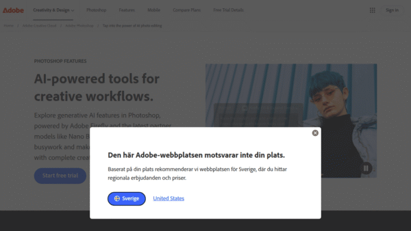 Adobe Photoshop AI interface preview