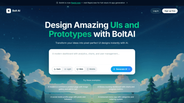 Bolt AI interface preview