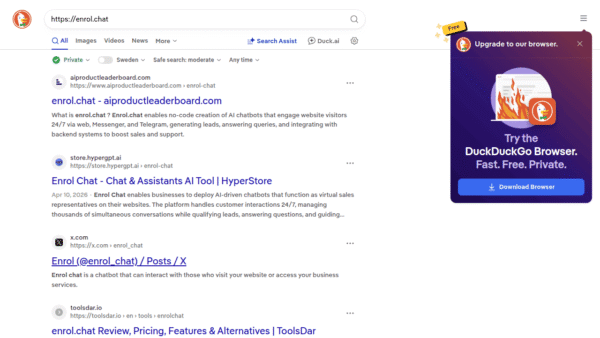 Enrol Chat interface preview