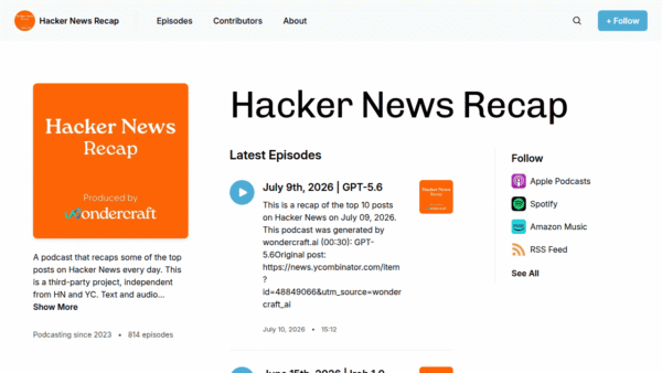 Hacker News Recap interface preview