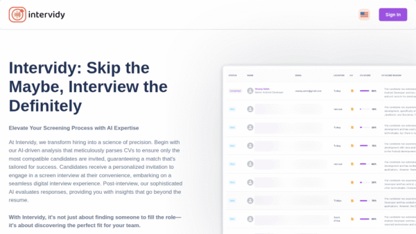 Intervidy interface preview