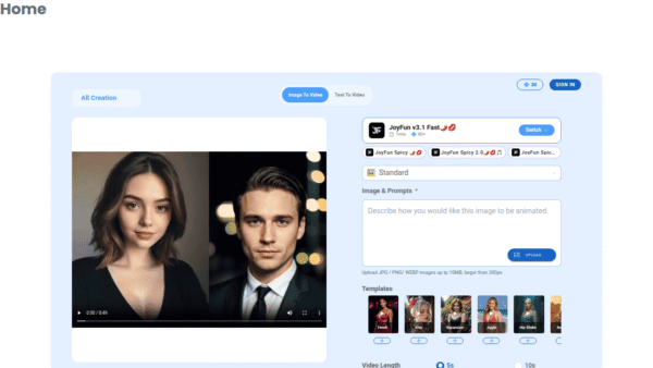 JoyFun AI interface preview