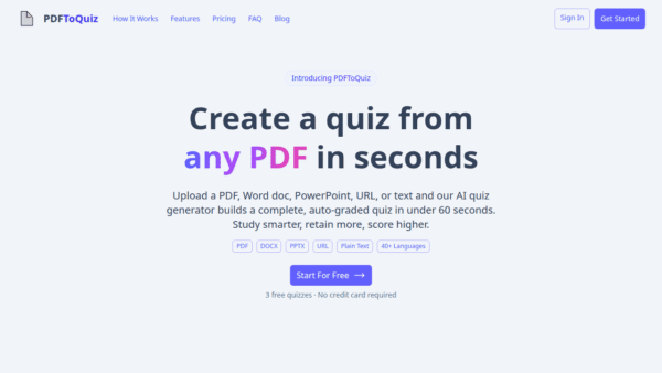 PDFtoQuiz interface preview