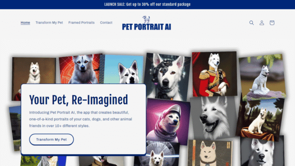 Pet Portrait AI interface preview