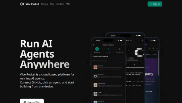 Vibe Pocket interface preview