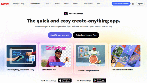 Adobe Express interface preview