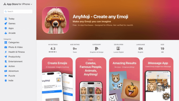AnyMoji – Create any Emoji interface preview