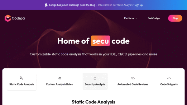 Codiga interface preview