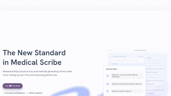 Notewand interface preview