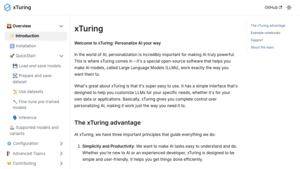 xTuring interface preview